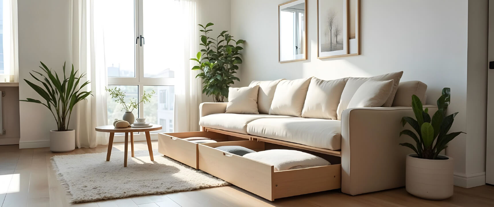 SOFA CAMA CON BAULERA OCULTA