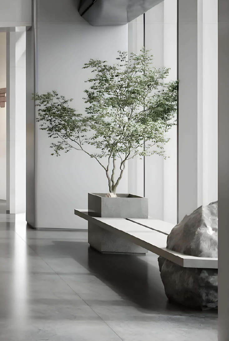 Bancos con jardineras laterales